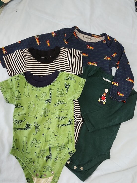 Bundles Baby Place Other - bundles Baby Onesies / Bodysuit- Green, Navy, Black & White Stripes - 9-12